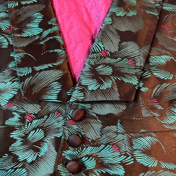 Tropical flare tux vest - green leaves small- med - adjustable - Picture 5 of 5